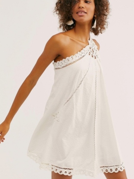 Free People Dresses & Skirts - Free People Billie Battenburg One-Shoulder Mini Dress 100% Cotton